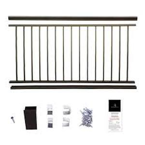 lot 18 image: Lot of  Aria Railing 36 in. x 69.43 in. Black Powder Coated Aluminum Preassembled Deck Railing  Customer  Returns See Pictures