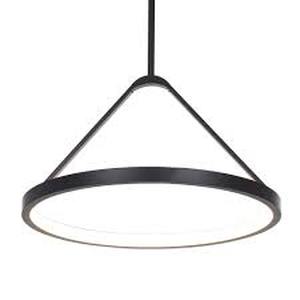 lot 26 image: Home Decorators Collection Townly 35-Watt 1-Light Satin Black Bowl Integrated LED Pendant Light with Open Metal Ring Shade      Customer  Returns See Pictures