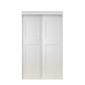 lot 47 image: TRUporte 48 in. x 80.5 in. 2-Panel White MDF Sliding Door  Customer  Returns See Pictures