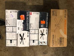 lot 48 image: Lot of Assorted Lighting Ceiling Fans  Missing Parts Various Models and Conditions   Customer  Returns See Pictures