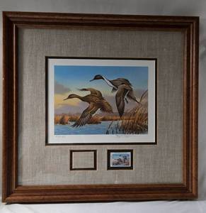 1982 Marshland Fund Stamp Print by James H. Killen. Print Number 616/1150 in wooden frame. 18 1/2" W x 17 1/2"T. Includes one $5 Marshland Fund Stamp.&nbsp;