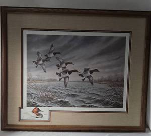 lot 3 image: 1979 Published by On The Wildside Studio James A. Meger print. In Wooden Frame. 25W X 31L .