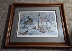 1979 "In Shelter" by Les C. Kouba in Wooden Frame 38"W X 31"L.&nbsp; This is 2nd in the series and is rare. Signed by artist and is 1905/3000.