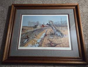 "Leavin Shelter" by Les C. Kouba in Wooden Frame 38"W x 31"L&nbsp; Signed by artist and is print 1905/5000.&nbsp;