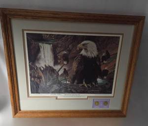 lot 18 image: 1989 Oer Land of The Free Lithograph Print by Don Marco. Replica Gold Bullion Coins included. LimitedInvestors edition.