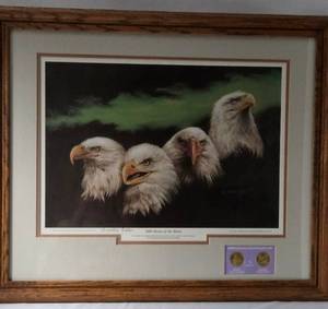 lot 19 image: 1990 Home of the Brave Lithograph Print by Don Marco. Replica Gold Bullion Coins included. LimitedInvestors edition.