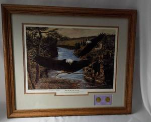 lot 20 image: 1986 Oh Say Can You See Lithograph Print by Don Marco. Replica Gold Bullion Coins included. LimitedInvestors edition.