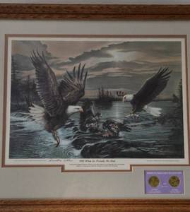 lot 22 image: 1988 What So Proudly We Hail Lithograph Print by Don Marco . Replica Gold Bullion Coins included. LimitedInvestors edition,