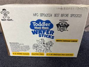 lot 217 image: 8 Packs of Toddler Wafer Stick - White Cheddar Cheese