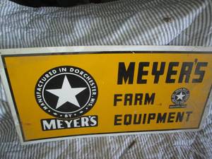 lot 50 image: Metal Meyers farm Equipment sign...