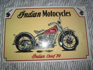 lot 68 image: Indian Motorcycles metal sign...