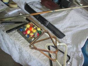 lot 87 image: Pool balls, cue sticks, racks and n...