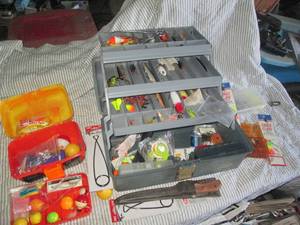 lot 95 image: Plano tackle box full of assorted l...