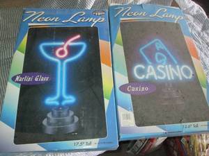 lot 148 image: Martini Glass & Casino Neon Lamps i...