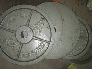 lot 181 image: 2pc 35lb and 2pc 45pl flat style du...