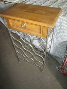 lot 183 image: Wood and metal wine holder side tab...