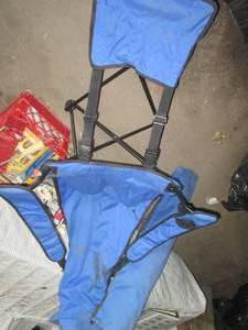 lot 205 image: Pair of camping chairs with foot re...