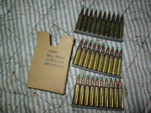 lot 208 image: 5.56mm ball XM855 10 round clips...