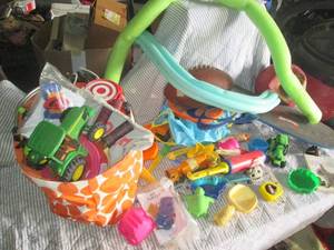 lot 249 image: Kids toys including John Deere trac...
