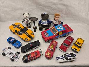 lot 21 image: Misc. Size Cars, Lego GT40, Stuffed Racing Collectables