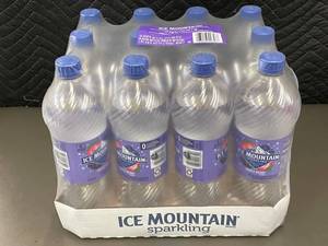 Ice Mountain Sparkling Triple Berry Water, 12 x 33.8 oz Bottles (Best by 05/24/25)