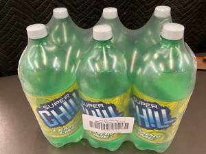 lot 14 image: Super Chill Lemon Lime Soda 2L Bottles - 6 Pack, Best By Sep 2025