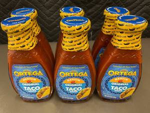 lot 23 image: Ortega Medium Original Taco Sauce, 8 oz Bottles, Lot of 6, Best by April 2028