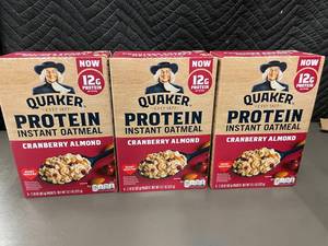 lot 222 image: Quaker Protein Instant Oatmeal Cranberry Almond, 3 Boxes, 13.1 oz Each