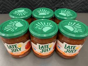 lot 225 image: Late July Medium Salsa 15.5 oz, Lot of 6 Jars, Best By Mar 2025