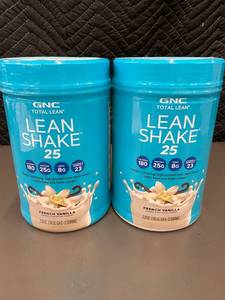 lot 552 image: 2 GNC Total Lean Shake 25 French Vanilla 22oz Meal Replacement Powder