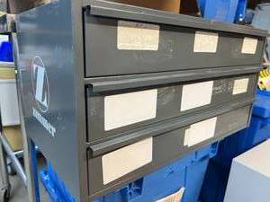 lot 57 image: Zimmer HALL UltraPower Revision Bur Storage Cabinet - Practical Storage Solutions, 3-Drawers with Compartments, Sleek Durable Metal Construction - Great Condition