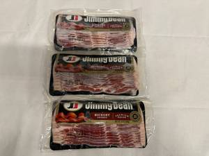 lot 335 image: AA. 3x 12oz Jimmy Dean Bacon-Hickory Smoked