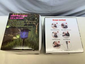 lot 61 image: 2x Solar Bug Zapper LED & UV Light