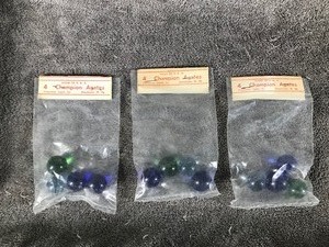 lot 200 image: Lot of 3 Bags of Vintage Champion Agate Marbles  - All of them are in original packaging