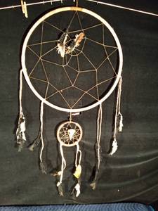 lot 62 image: Large double dream catcher with animal skull
