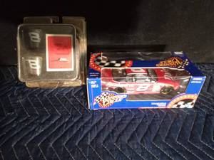 lot 107 image: Dale Earnhardt Jr. Winners Circle 2001 limited edition #8 die cast Nascar car and Dale Earnhardt Jr. shot glassplaying card set