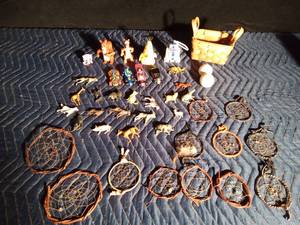 lot 169 image: Flat of Toys and Mini Basket of Dream Catchers