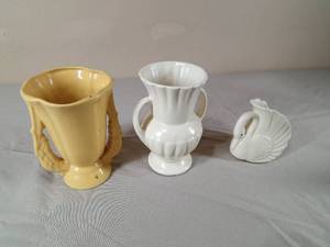 lot 357 image: 2 - Vases and 1 Small Planter - see description for more info