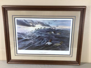 lot 381 image: Windward Canvasback Framed, signed and Numbered Print by Ron Vangrolder #4181500