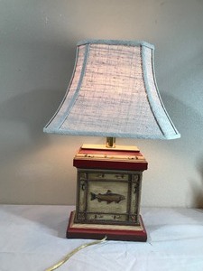 lot 373 image: Lamp with Fly Fishing Theme on it