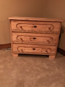 lot 14A image: Vintage Solid Wood 3 Drawer Dresser - Smoke Free