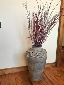 lot 413 image: Home Decor - Large Vase with Branches for Decoration and Elephant Heads on Each Side
