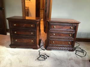 lot 2A image: 2 - Stanley Furniture Solid Wood Night Stands with Built in Power Strip on Back - Smoke Free