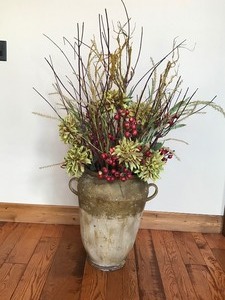 lot 411 image: Home Decor Large Vase with Imitation Flowers