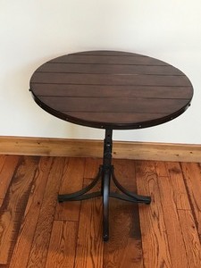 lot 17 image: Adjustable Metal Framed Solid Wood Accent Round Table - Smoke Free