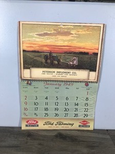lot 186 image: 1949 Seasons Greetings Ford Tractor  Farming  Equipment Calendar when the sun goes down on a perfect day by John Clymer