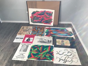 lot 190 image: Large Box Full of Drawings and More - see description for more info