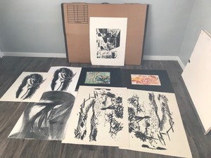lot 192 image: Large Box of Art Drawings - See description for more info