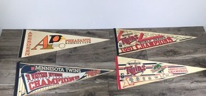 lot 197 image: 4 - Vintage Baseball Pennants - 3 Minnesota Twins and 1 Aberdeen Pheasants Baseball Club