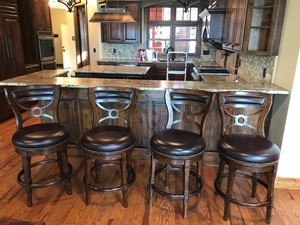 lot 15 image: Set of 4 swivel bar stools with leather seat and back - Smoke Free